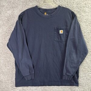 Carhartt Shirt Mens XL Blue Workwear Pocket T-Shirt Original Fit Long‎ Sleeve